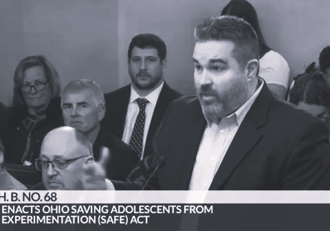 Ohio man Stuart Long testifying before the Ohio House Helath Policy Committee.